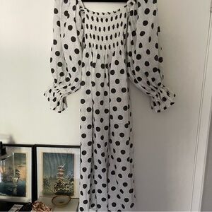 Sleeper - Atlanta Polka Dot Linen Midi Dress